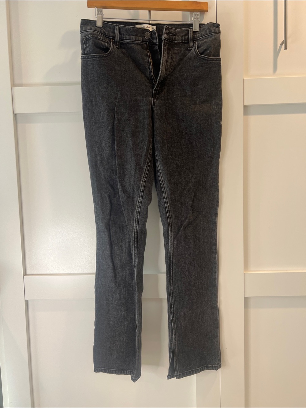 Abercrombie & Fitch Women's Dark Gray Straight-Leg Jeans